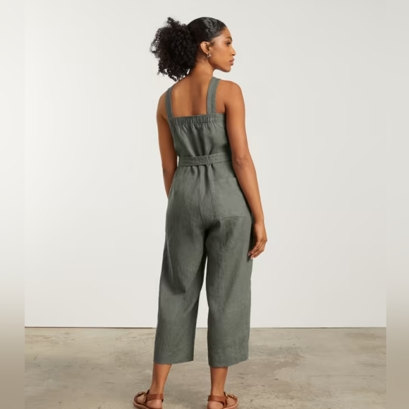 Everlane "the linen jumpsuit" olive green - Picture 2 of 6
